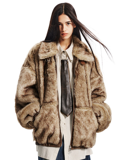 Loose Strap Eco-friendly Fur Plush Jacket