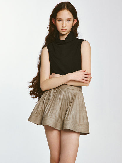 Pile Collar Sleeveless Knitted Top