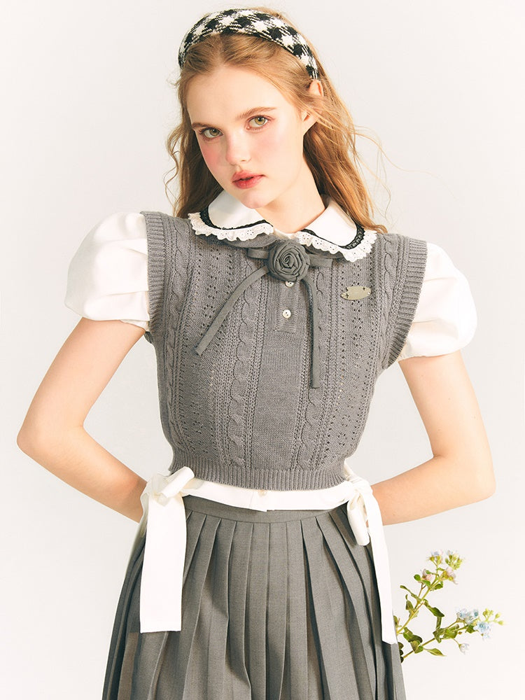 Gilet de pull en tricot de style collégial creux