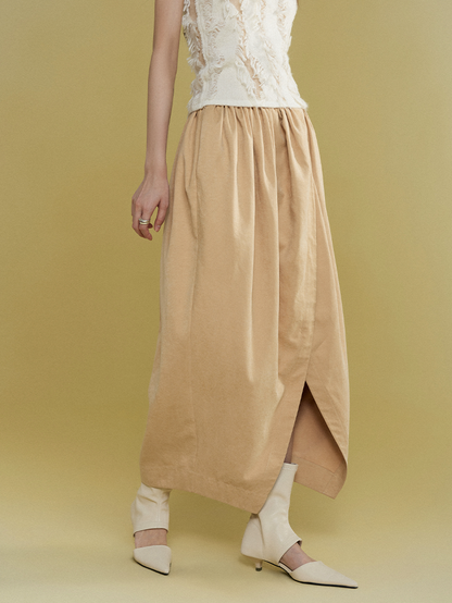 Curved Front Slit Irregular Skirt