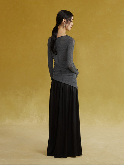 Asymmetry Wave Design Knitted Loose Sweater