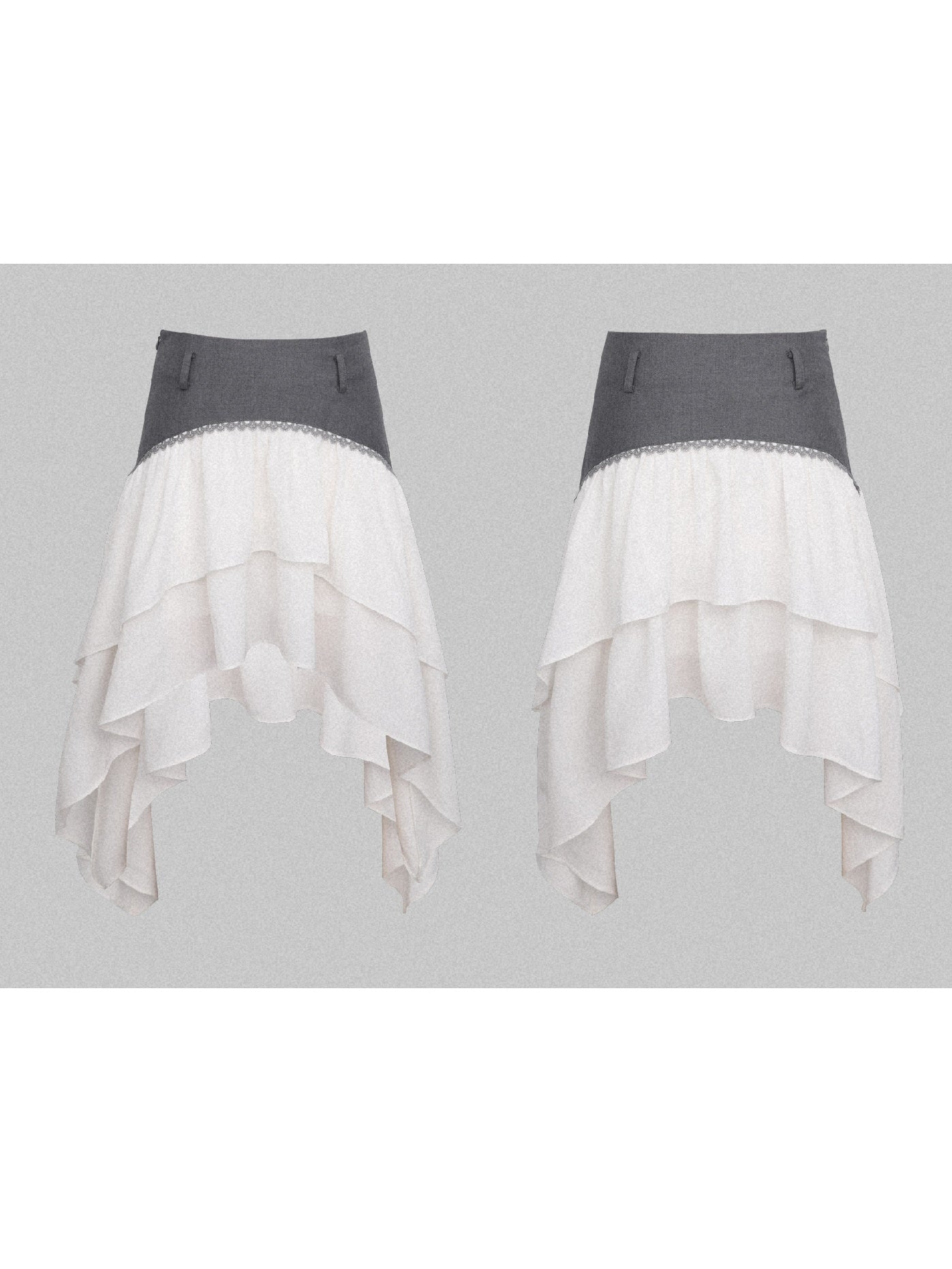 Irregular Mesh Splicing High Waist Cake Skirt