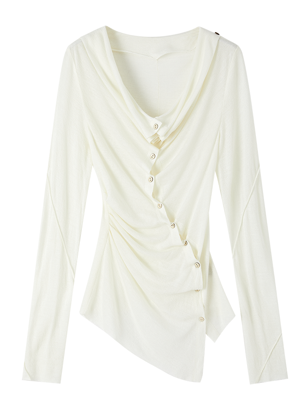 Slan tButton Pleat Drape Top