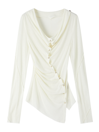 Slan Tbutton Pleat Drape Top