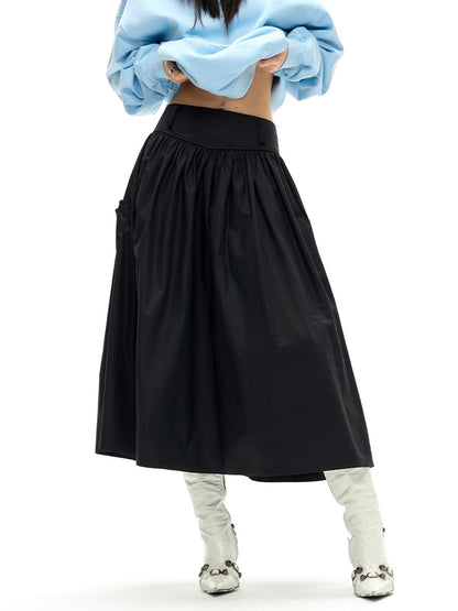 Big Pocket A-line Umbrella Skirt