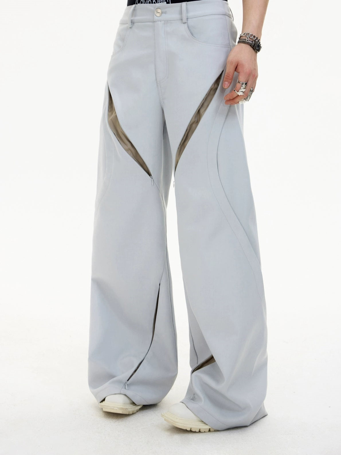 Hollow Design Niche Silhouette Jacket &amp; Hollow Wide Leg Pants