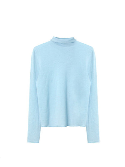 Cutsww Simple Plain Long-Sleeve High-Neck Knit