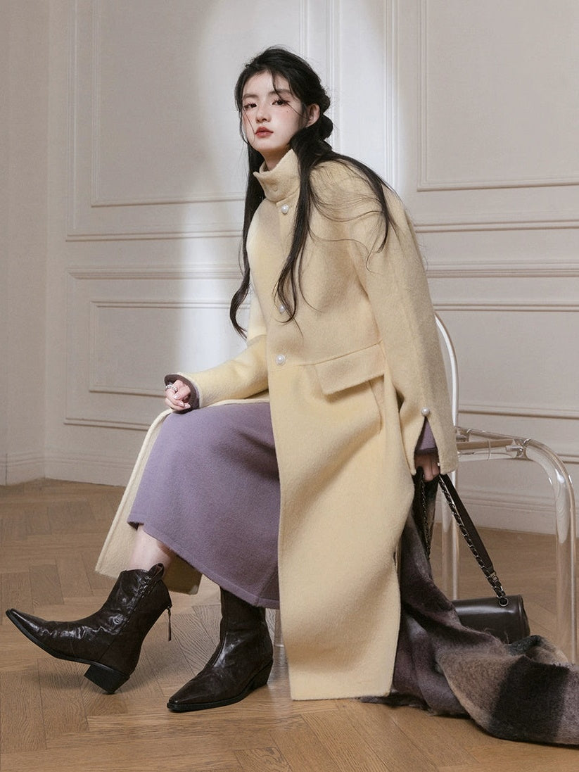 Stand Collar Slit Long Coat – ARCANA ARCHIVE