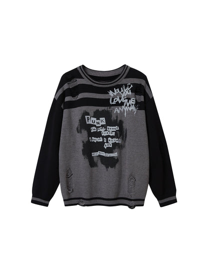 Border Hole Graffiti Sweater