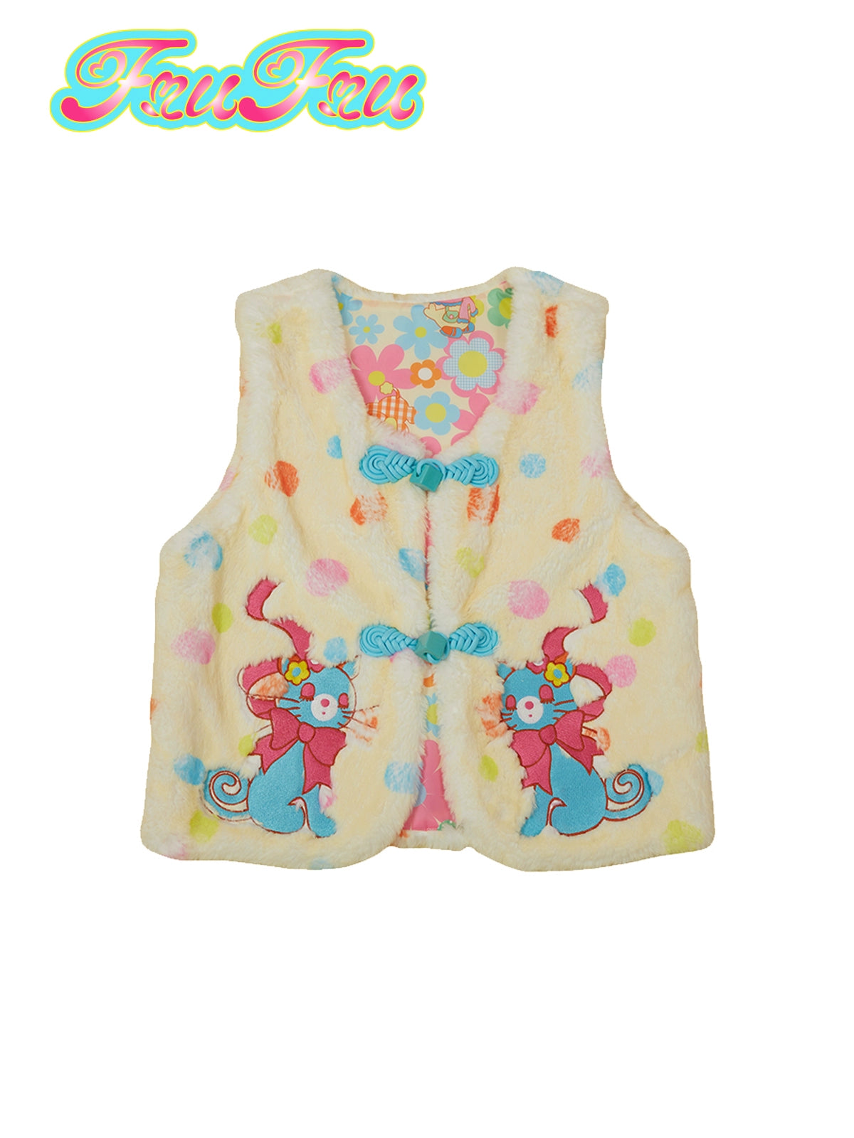 Cartoon Cat Embroidery Plush Vest