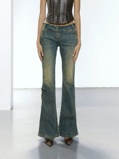 Washed Micro-Flared Low-Rise Jeans