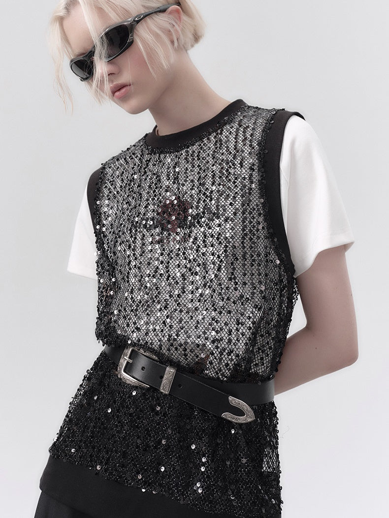 SEQUIN MESH BREATHABLE VEST