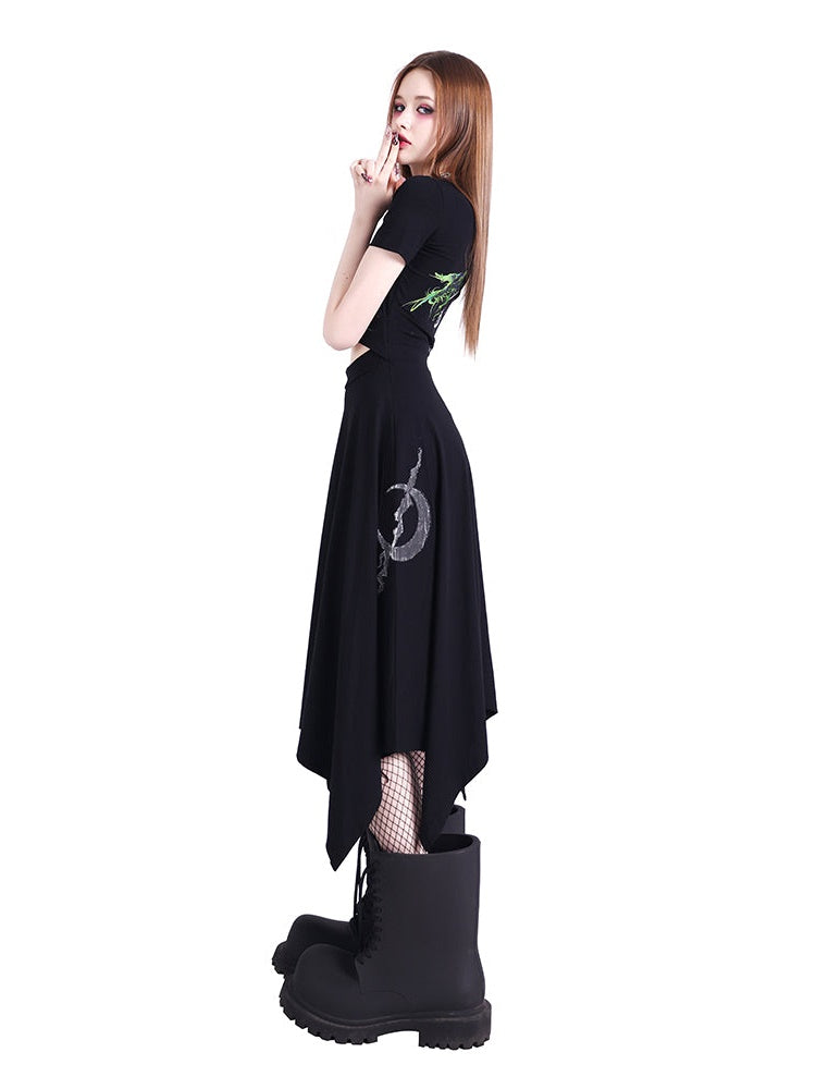 Hollow Irregular Hem One-piece