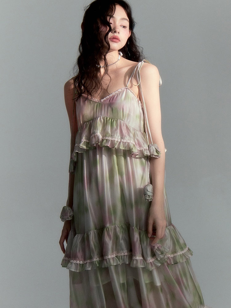 Flower Splicing Suspender Cake Dress