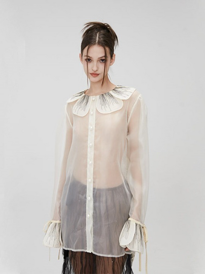 Chemise en dentelle à couture en organza