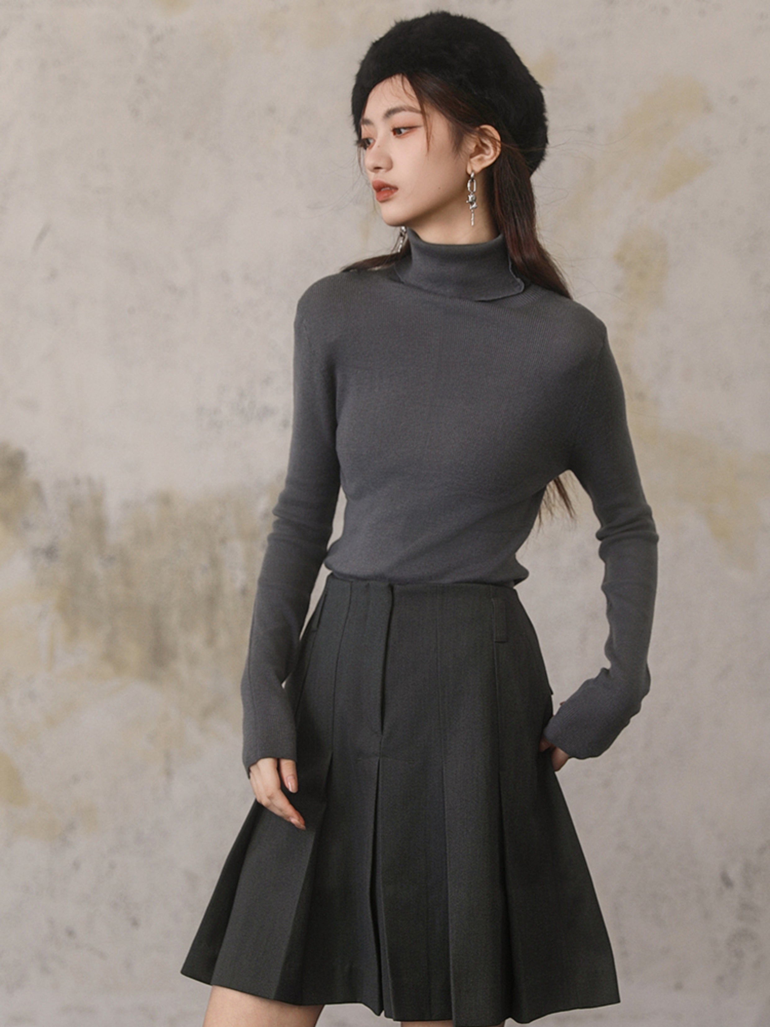 Solid Color Turtleneck Sweater