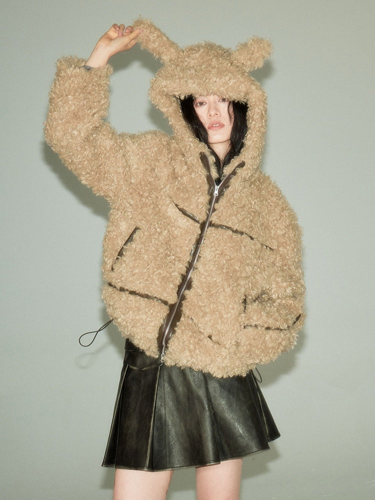 Rabbit Ears Eco-friendly Fur Jacket