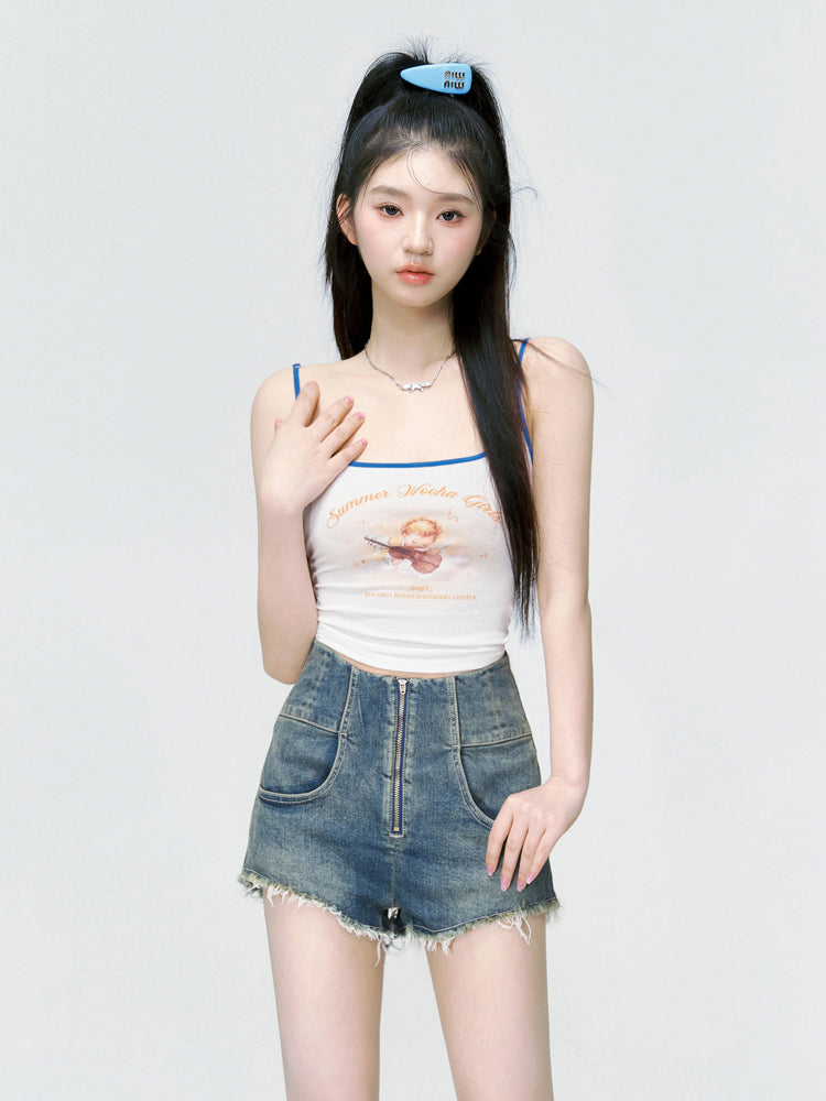 Denim Cut-off Hot-Pants Vintage Short-Pants