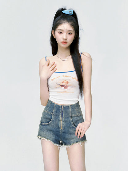 Denim Cut-Off Hot-Pants Vintage Short-Pants