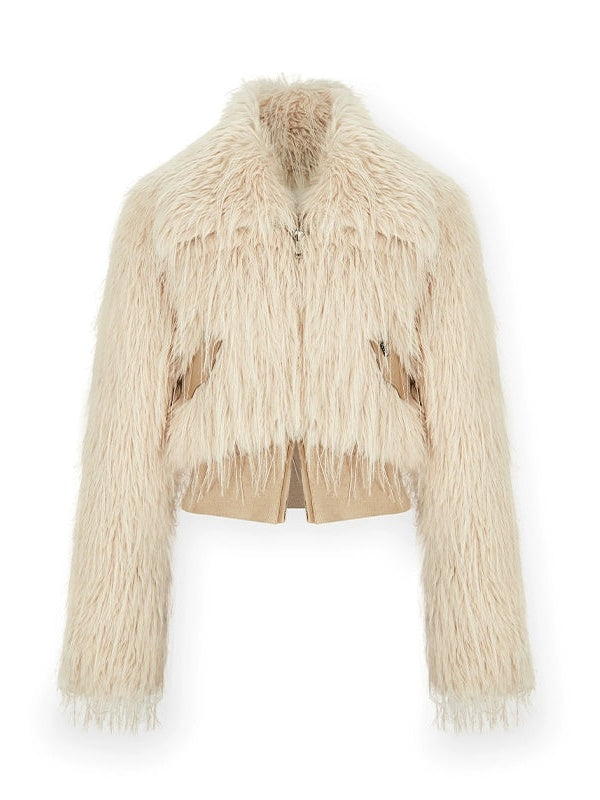 Long Hair Lapel Eco-Friendly Fur Jacket