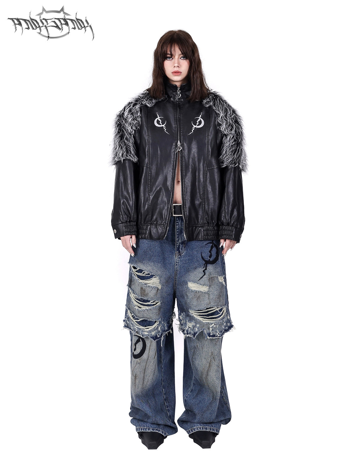 Doppelschicht Super Hole Loose Distressed Jeans