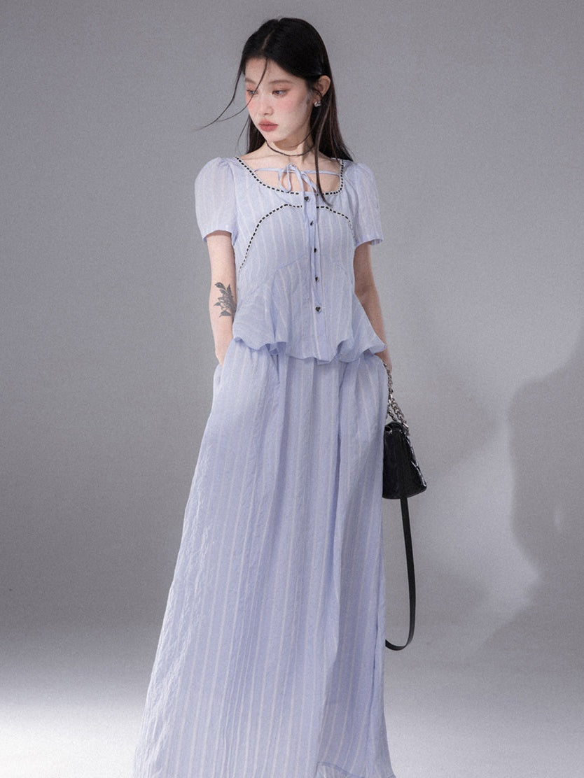 Fishtail Hem Shirt ＆ Mopping Skirt Set-up