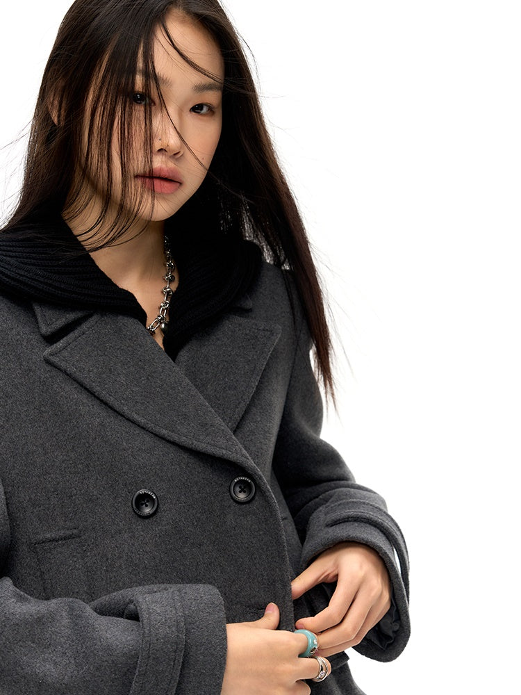 Removable Hood Double Button Coat