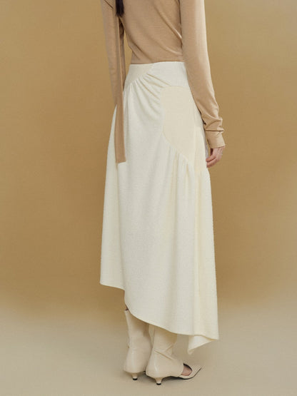 Gathered Spliced Irregular A-line Skirt