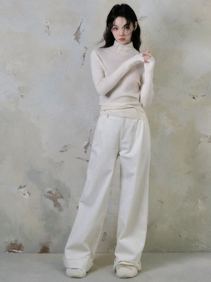 High Waist Corduroy Straight Wide Leg Pants