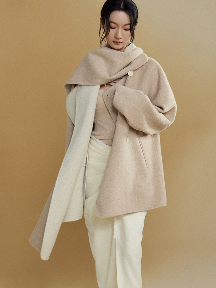 Loose Double-folded Scarf Double-sided Coat