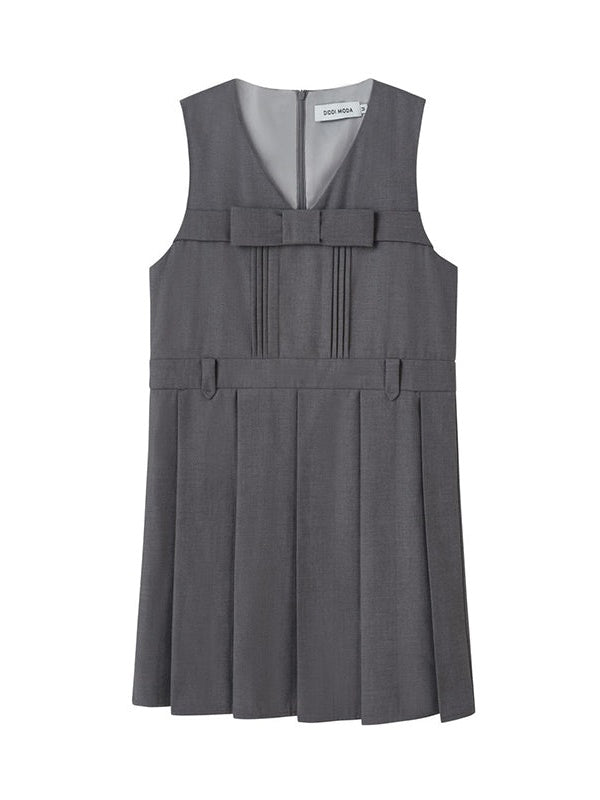 Bow Tie College Sense Sleeveless One-piece