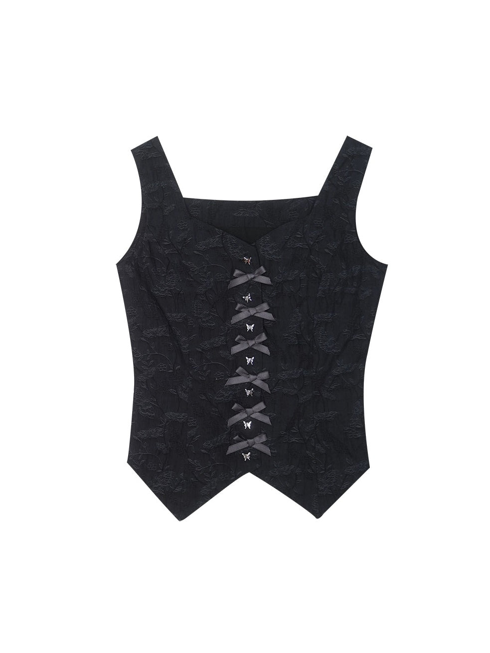 Butterfly Buckle Pearl Jacquard Vest