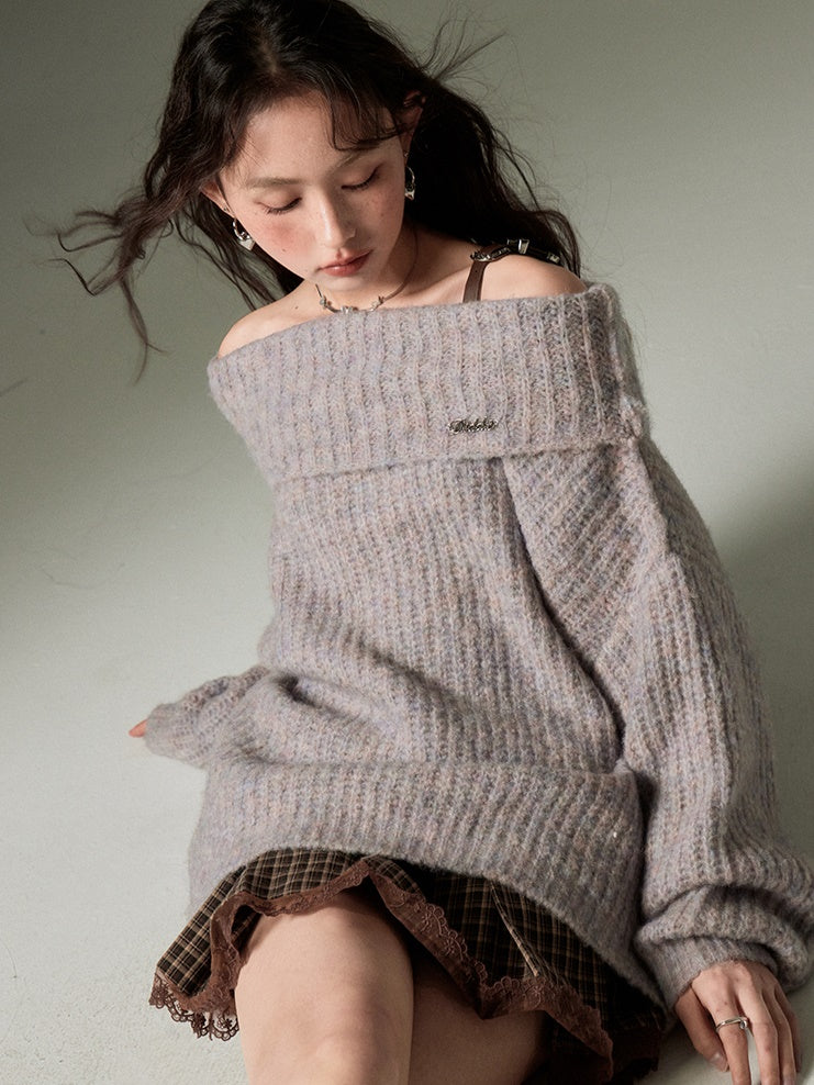 One-shoulder Strap Loose Sweater