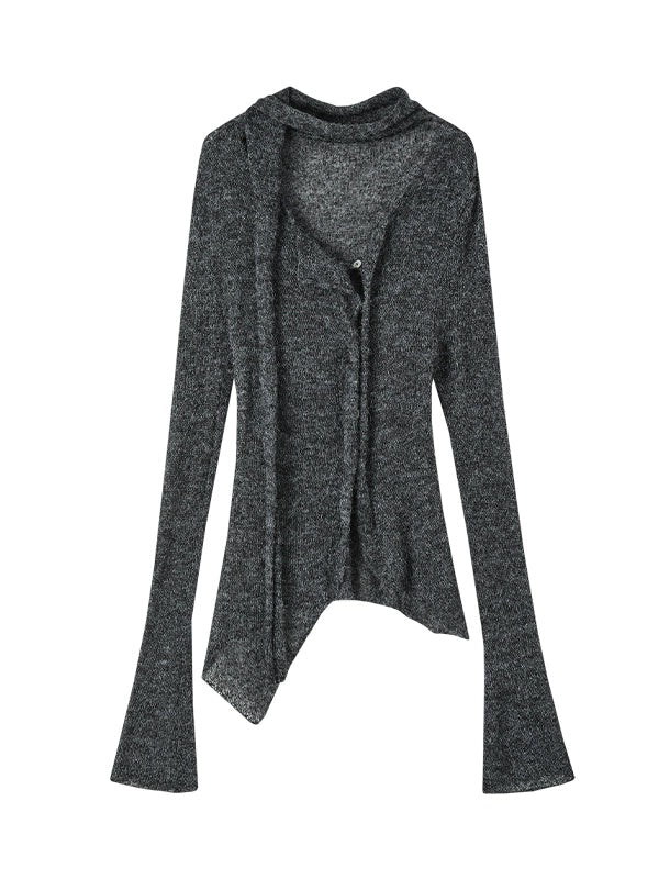 Stole Design Flowing Slim Knitted Cardigan