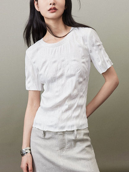 Round Neck Pleated T-shirt