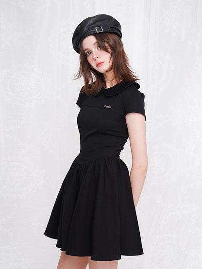 Waist Slim Short-sleeved Doll Collar One-piece