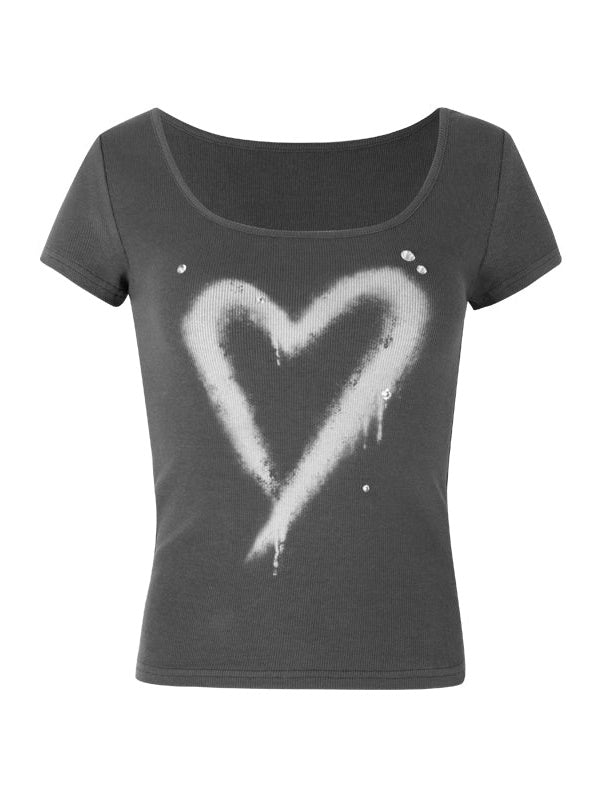 Graffiti Love Imprime U-LECK T-shirt