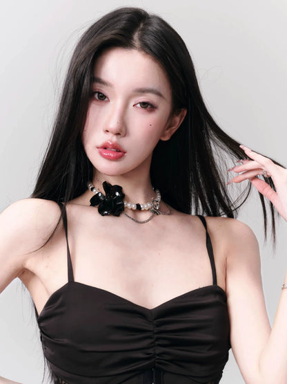 Black Rose Imitation Pearl Choker