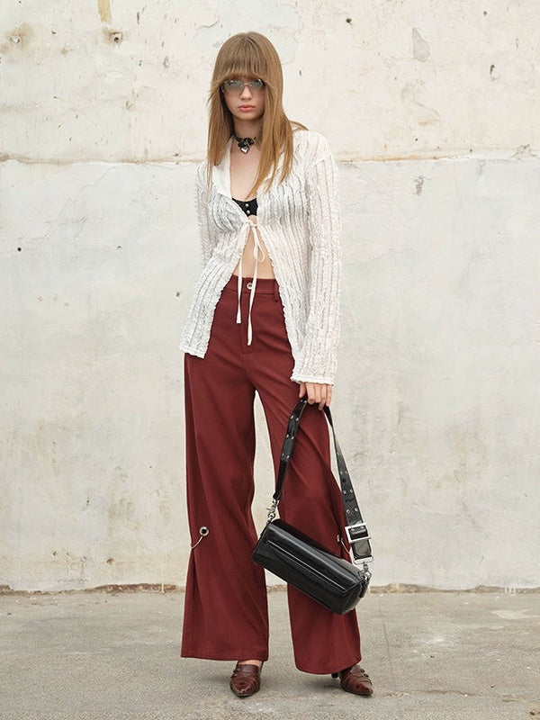 Pierced Draped Wide-leg Pants