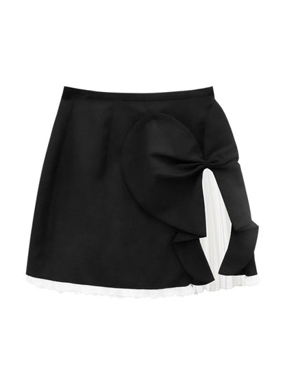 Romantic Puff Sleeve Top ＆ Asymmetry Layered Short Skirt