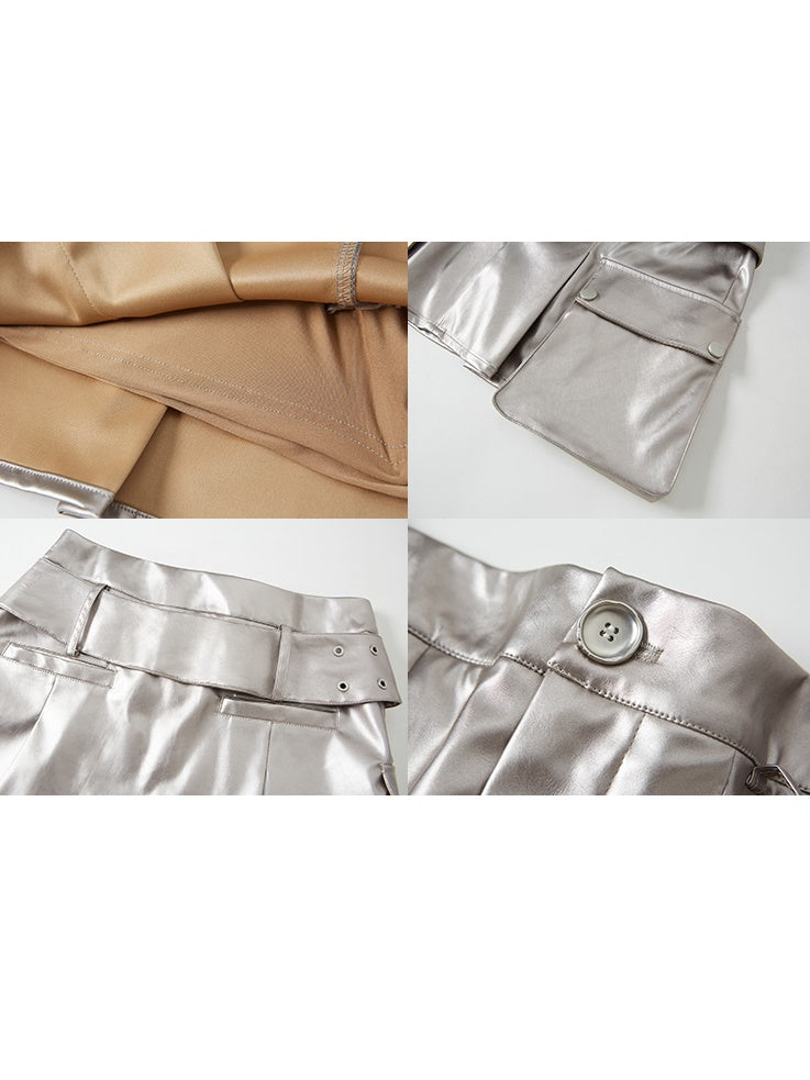 Aurora Pleated Leather Skirt