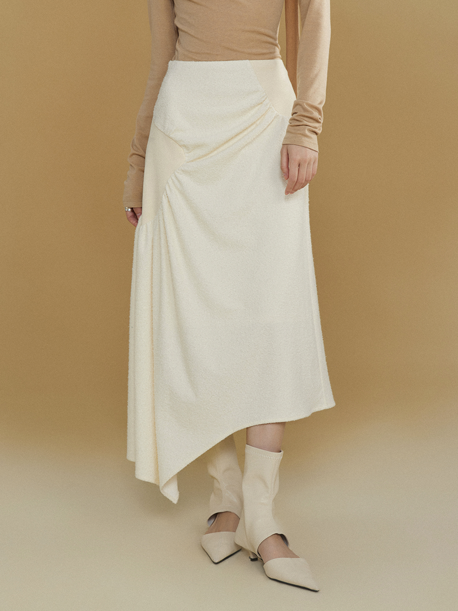 Gathered Spliced Irregular A-line Skirt