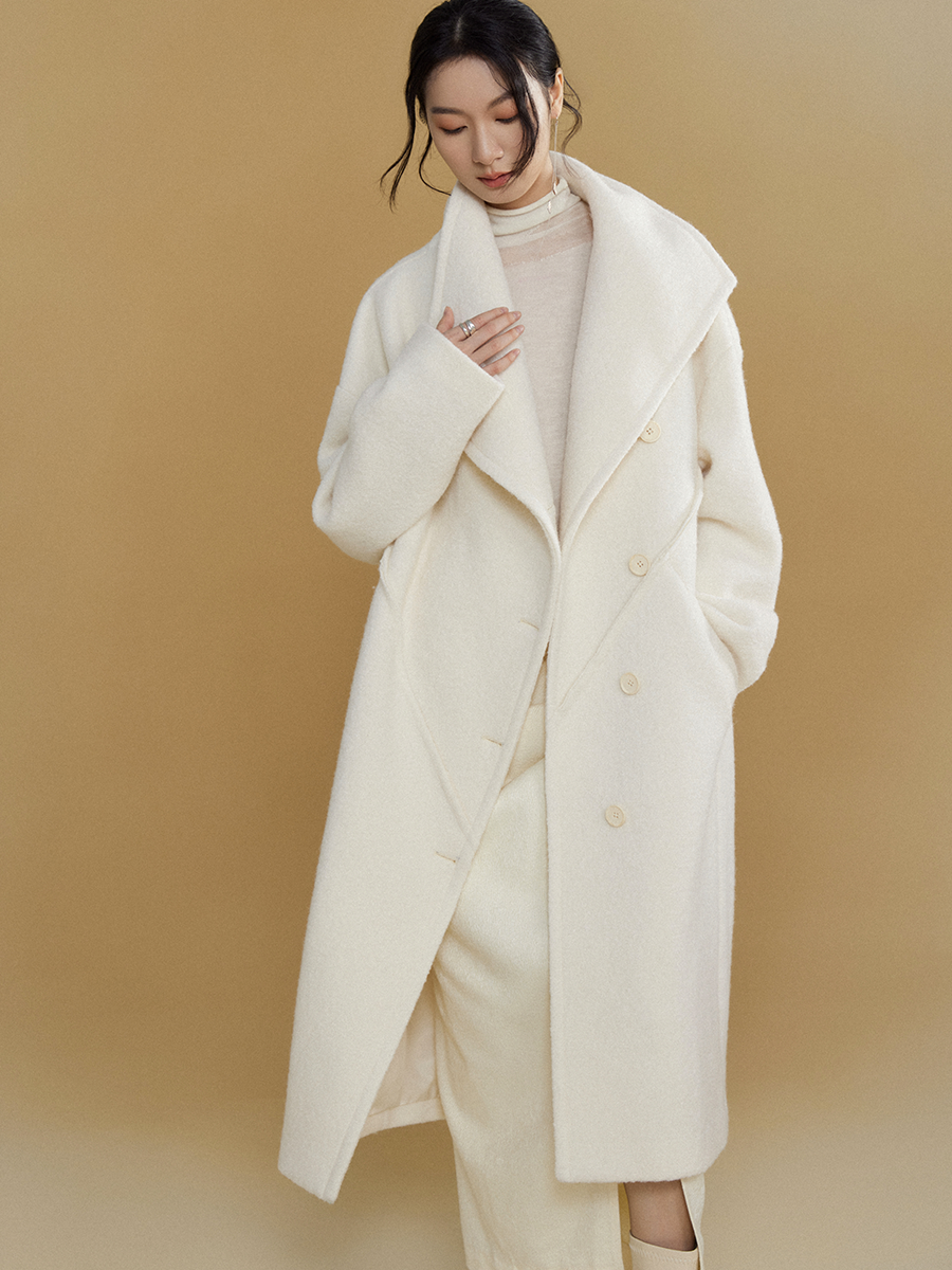 Asymmetric Lapel Woolen Coat