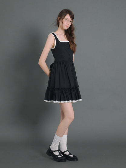 Sleeveless Gather Ruffle One-piece