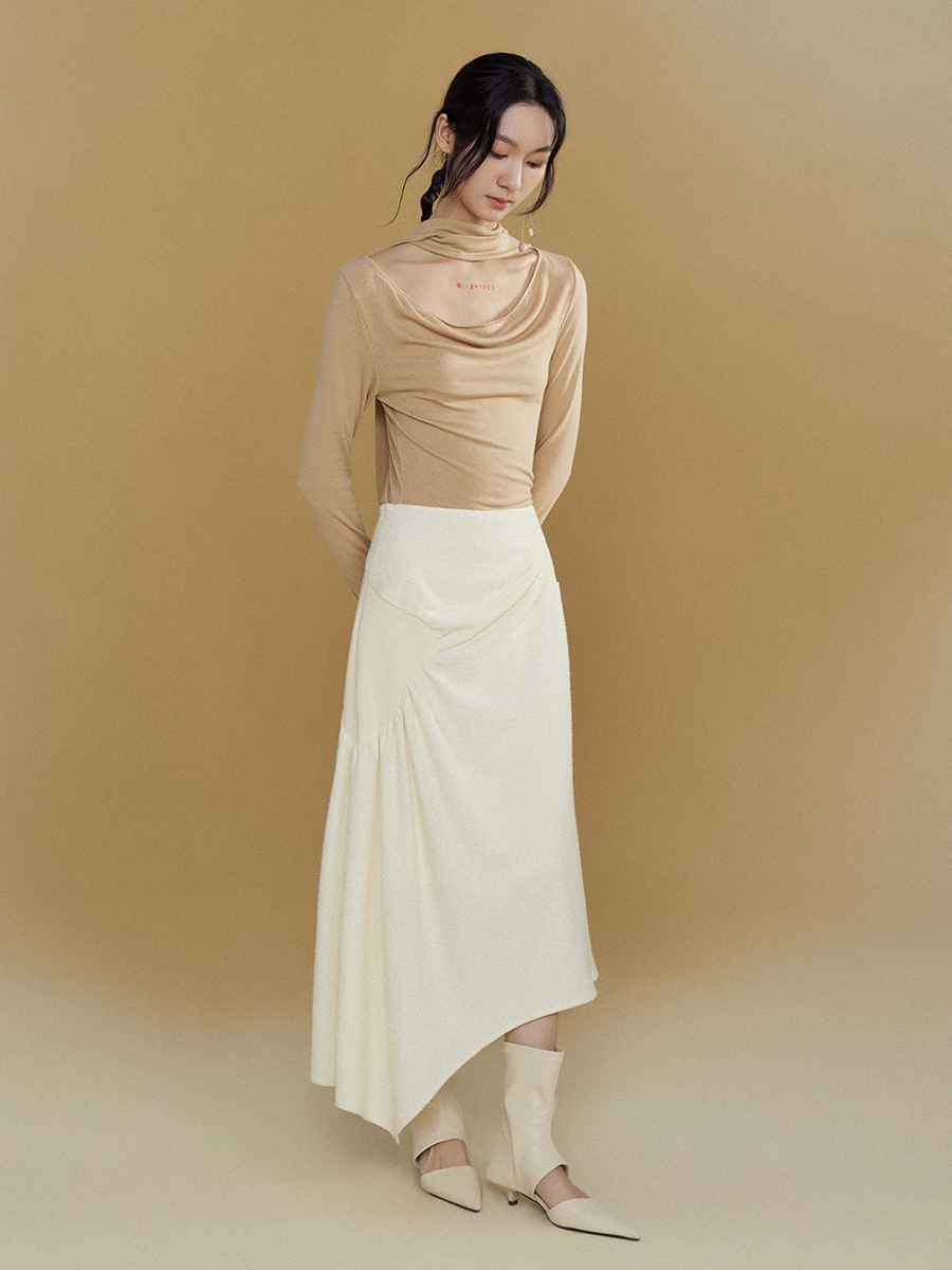 Gathered Spliced Irregular A-line Skirt