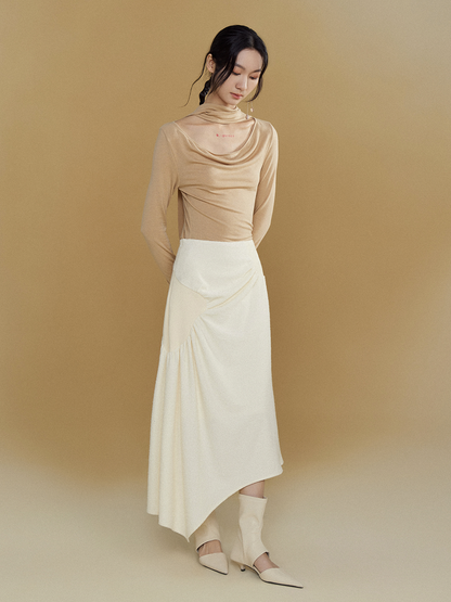 Gathered Spliced Irregular A-line Skirt