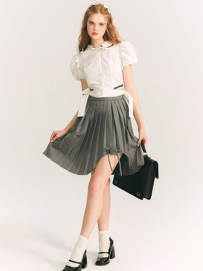 Cut Design Flower Pleated Skirt