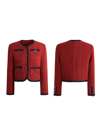 Piping Tweed Style Short Jacket