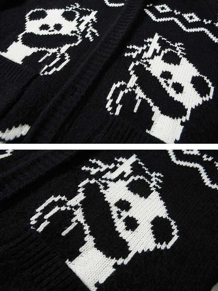 Fair Isle Lazy Panda 니트 카디건