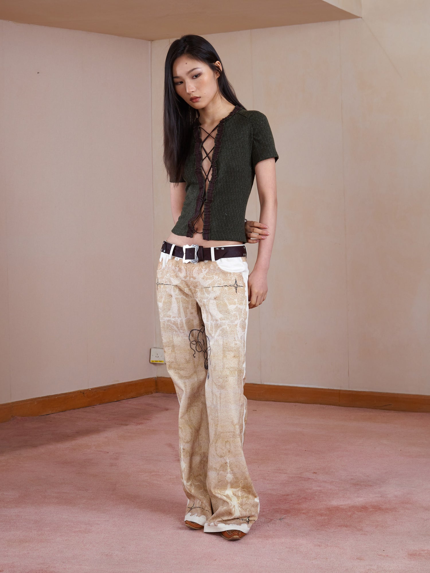 Print Casual Loose Low Waist Pants